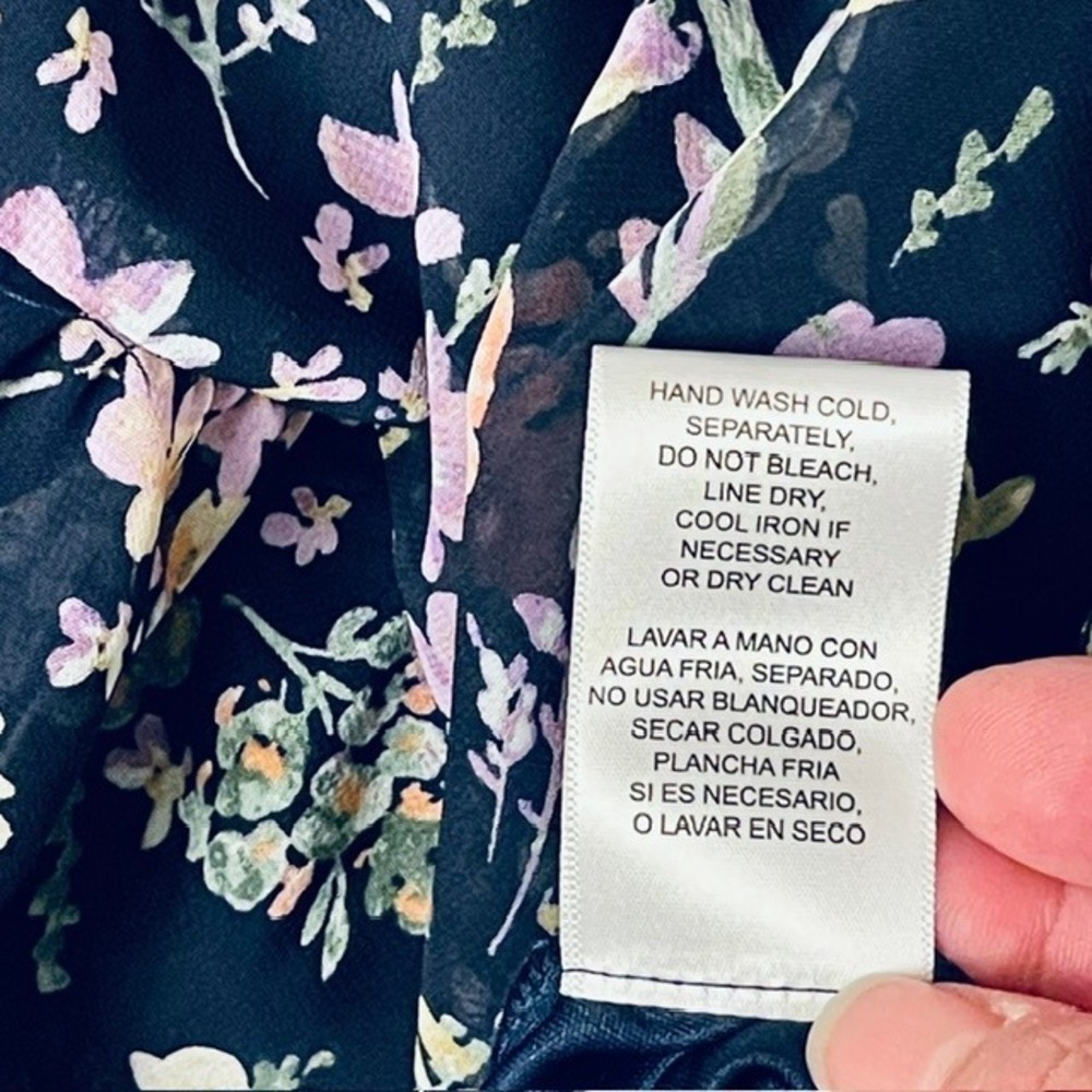 Tahari Arthur S. Levine Navy Floral Halter Smocked Waist Tiered Maxi Dress 16 - Picture 10 of 10